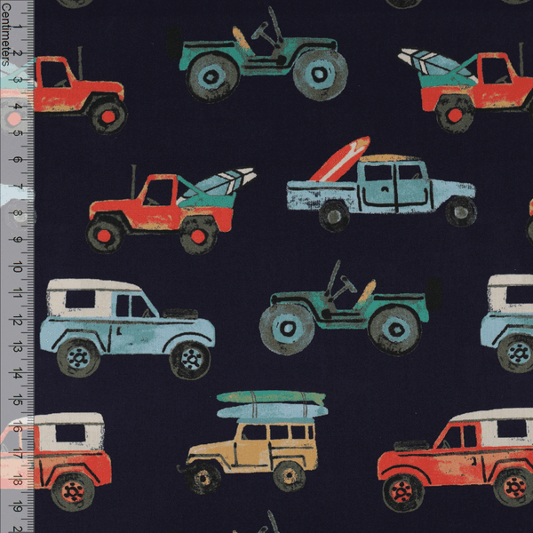 Surf Car Navy - Fast Bomull