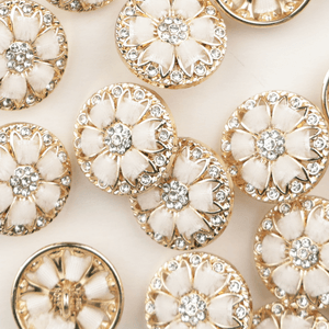 Hovedbilde Velvet Flora Hvit - 17 mm Metall Knapp