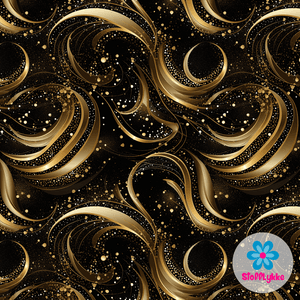Hovedbilde Black/Gold Swirls - French Terry