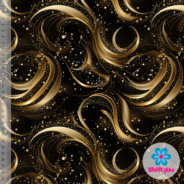 Black/Gold Swirls - French Terry