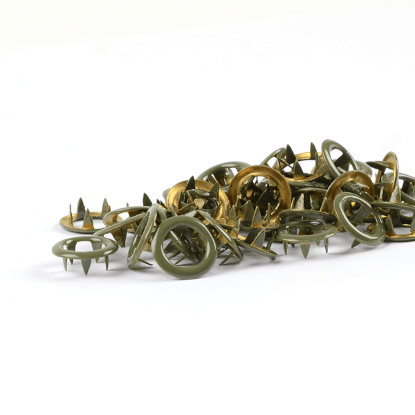 Khaki TD metalltrykknapper - 10 stk