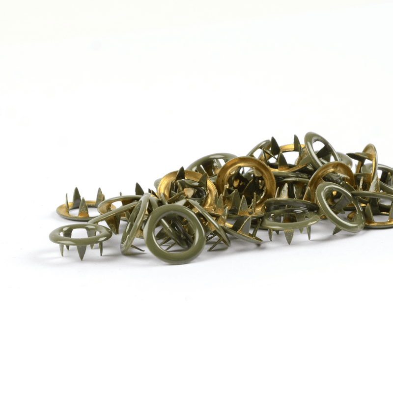 Khaki TD metalltrykknapper - 10 stk