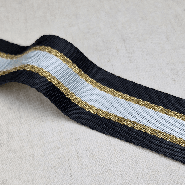 Stripe Sort/Gull Metallic  - Vevd Bånd 40 mm