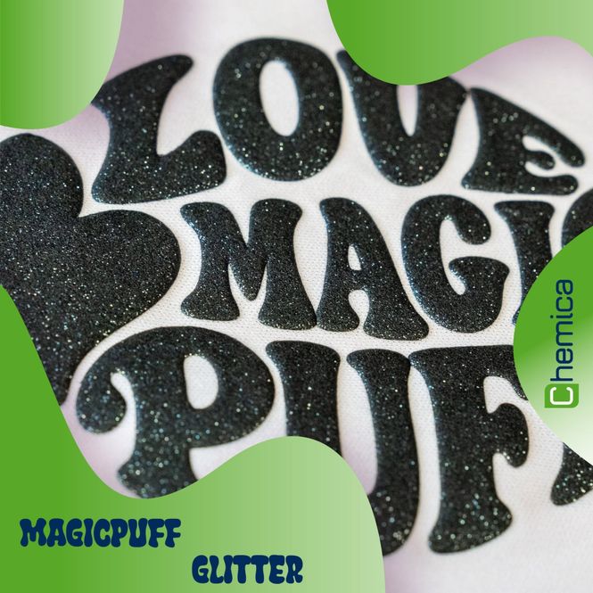 Hovedbilde HTV Glitter Puff Black 50x30cm