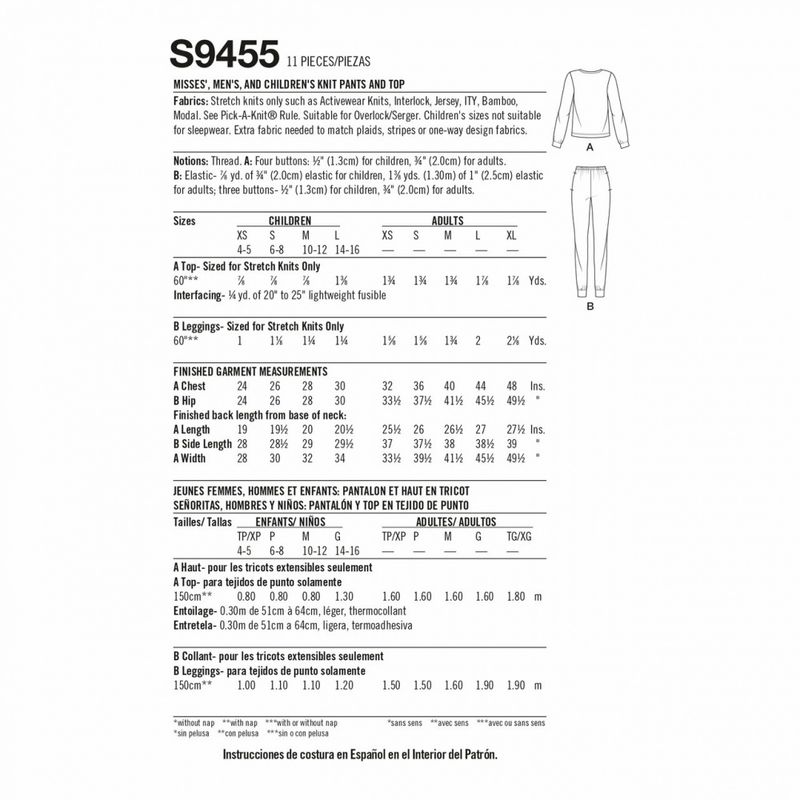 Pyjamas Barn & Voksen - Simplicity S9455