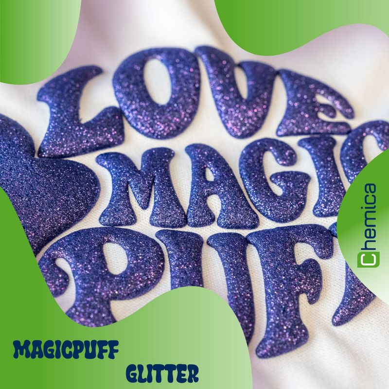 HTV Glitter Puff Blue 50x30cm