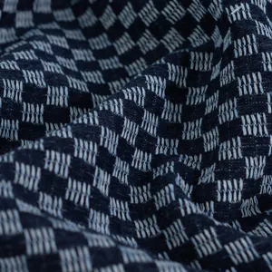 Hovedbilde Checks M&oslash;rk Bl&aring; - Denim Jacquard