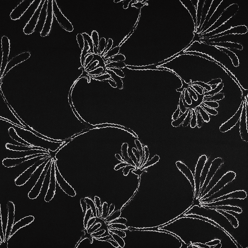 Flora Sort - Brodert Jakkestoff