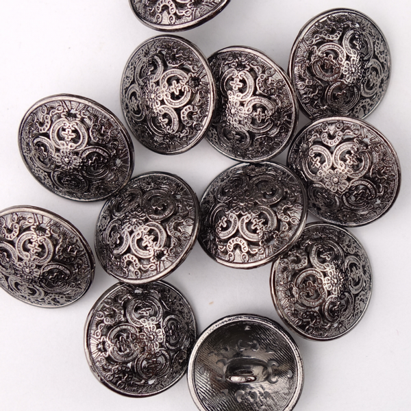 Aldo Antikk Sølv - 15 mm Metall Knapp