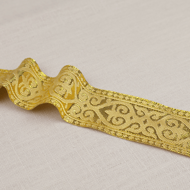 Hovedbilde Hjerterand Gull – Pyntebånd 33 mm