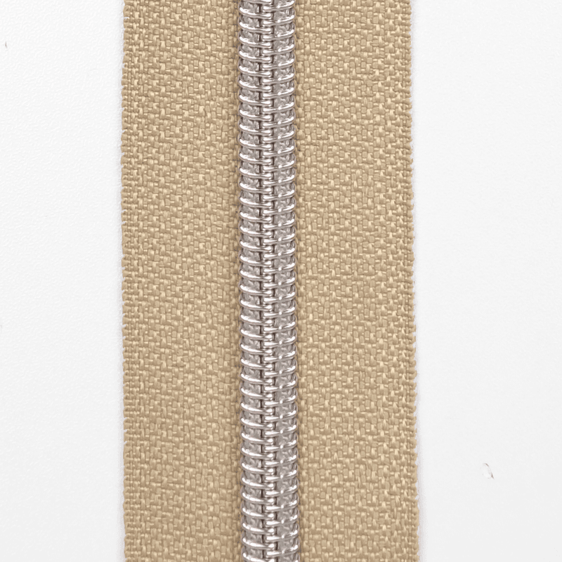 Sølv/Nude - 3 m Glidelås 6,5 mm