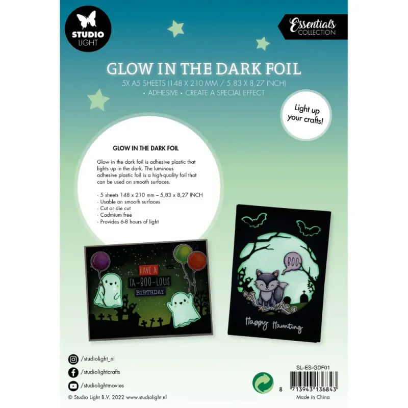 Essentials Glow in the Dark Sticker Paper A5 5pk