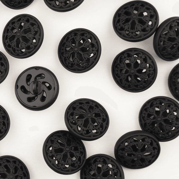 Sauron Sort Matt - 18 mm Metall Knapp