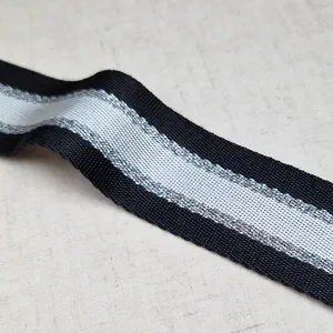 Hovedbilde Stripe Sort/S&oslash;lv Metallic  - Vevd B&aring;nd 40 mm