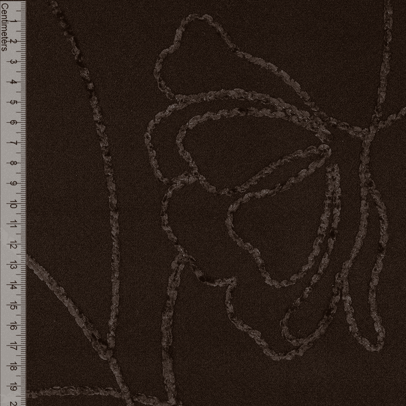 Flower Mokka - Brodert Jakkestoff