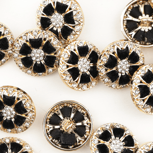 Hovedbilde Velvet Flora Sort - 17 mm Metall Knapp