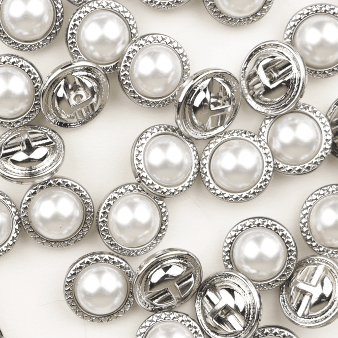 Hovedbilde Pearl Silver - 11,5 mm Metall Knapp
