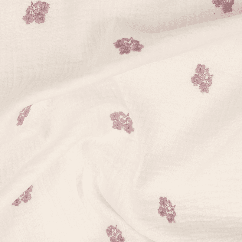 Fleur Ecru - Brodert Musselin