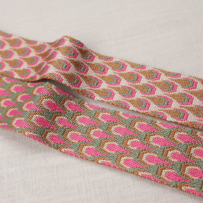 Hovedbilde Påfugl Sage/Rosa - Vevd Bånd 38 mm