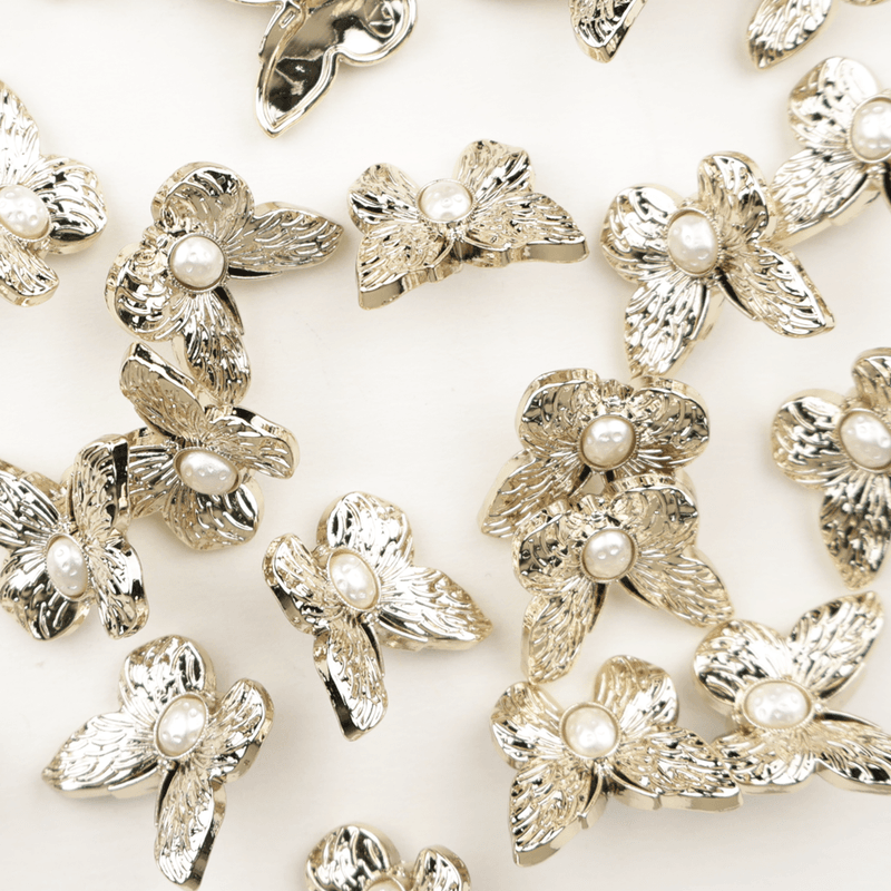 Butterfly Bead Whitegold - 20 mm Metall Knapp