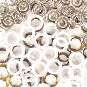 Bilde av Hvit Ring Metalltrykknapp - 20 stk