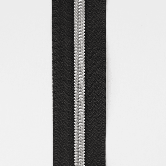 Hovedbilde Sort/Sølv - 3 m Nylon Glidelås #5