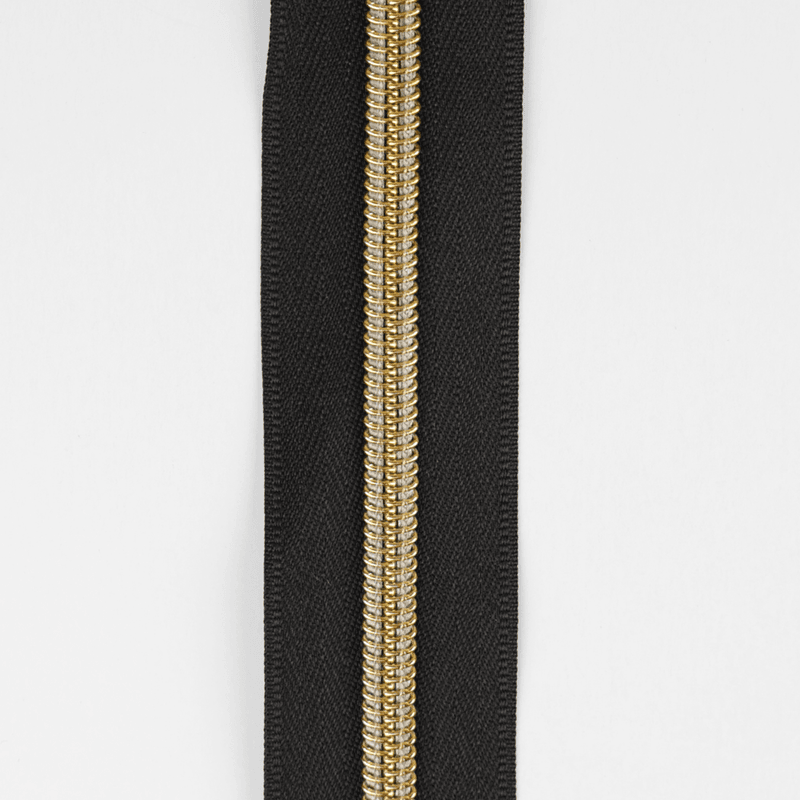 Sort/Gull - 3 m Nylon Glidelås #5