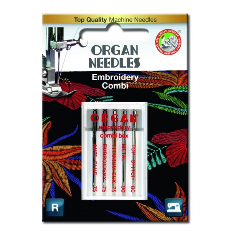 Organ Symaskinnåler Broderi kombi 75-90 5pk