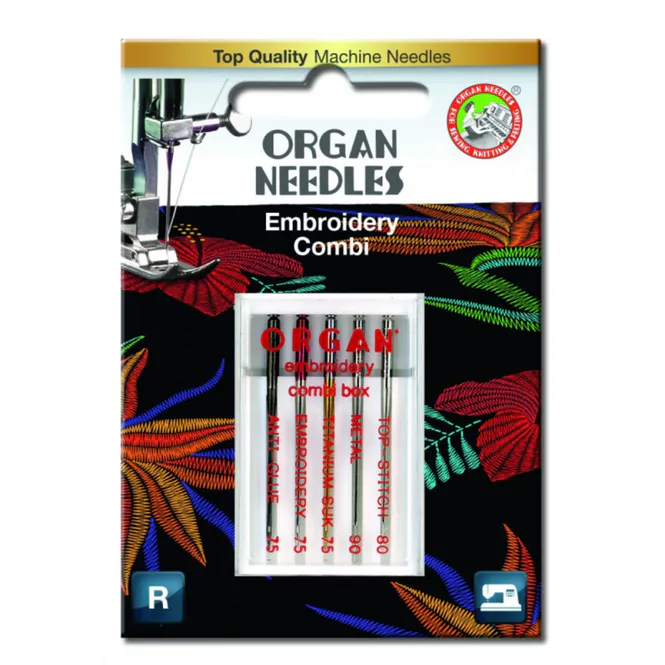 Hovedbilde Organ Symaskinnåler Broderi kombi 75-90 5pk