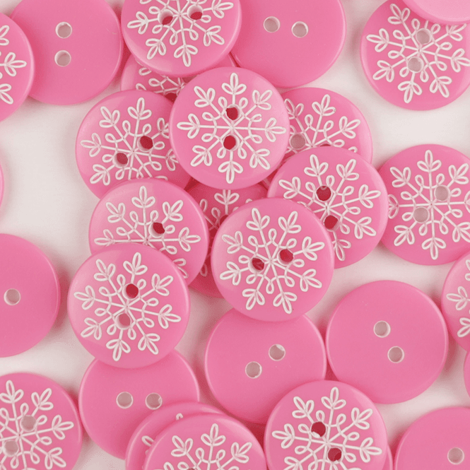 Hovedbilde Snøkrystall Rosa - 15 mm Plast Knapp