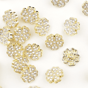 Hovedbilde Glam Kl&oslash;ver Gull - 11 mm Metall Knapp